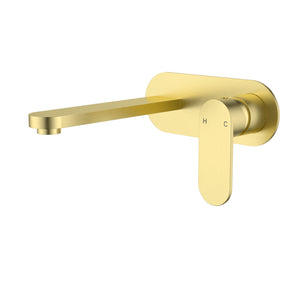 IKON SORA SS WALL BASIN MIXER TRIM KIT WITH BODY 200MM BRUSHED GOLD