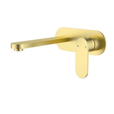 IKON SORA LEAD FREE SS WALL BASIN MIXER TRIM KIT WITH BODY 200MM BRUSHED GOLD