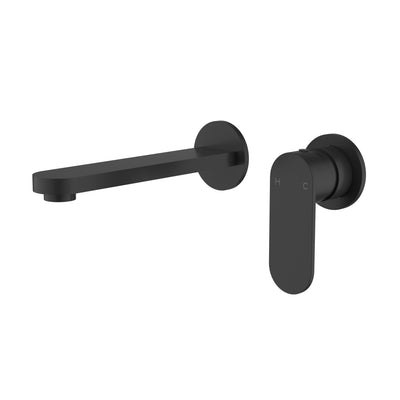IKON SORA LEAD FREE SS WALL BASIN MIXER TRIM KIT WITH BODY SEPARATE BACKPLATE 205MM MATTE BLACK