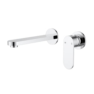 IKON SORA SS WALL BASIN MIXER TRIM KIT WITH BODY SEPARATE BACKPLATE 205MM CHROME