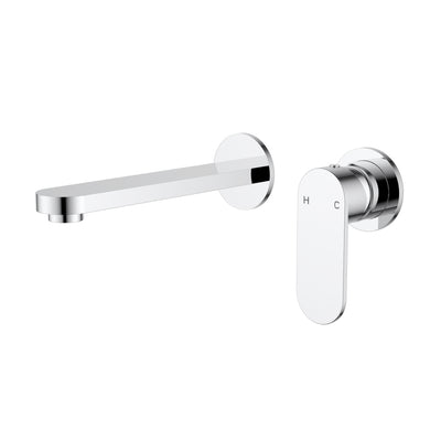IKON SORA LEAD FREE SS WALL BASIN MIXER TRIM KIT WITH BODY SEPARATE BACKPLATE 205MM CHROME