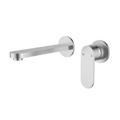 IKON SORA LEAD FREE SS WALL BASIN MIXER TRIM KIT WITH BODY SEPARATE BACKPLATE 205MM STAINLESS STEEL