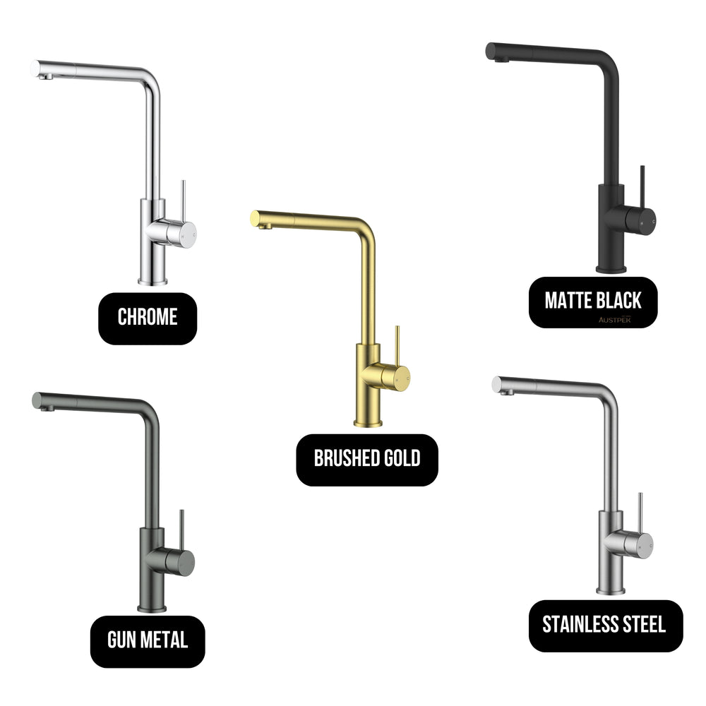 IKON OTUS LEAD FREE SLIMLINE SS PULL OUT SINK MIXER 352MM CHROME
