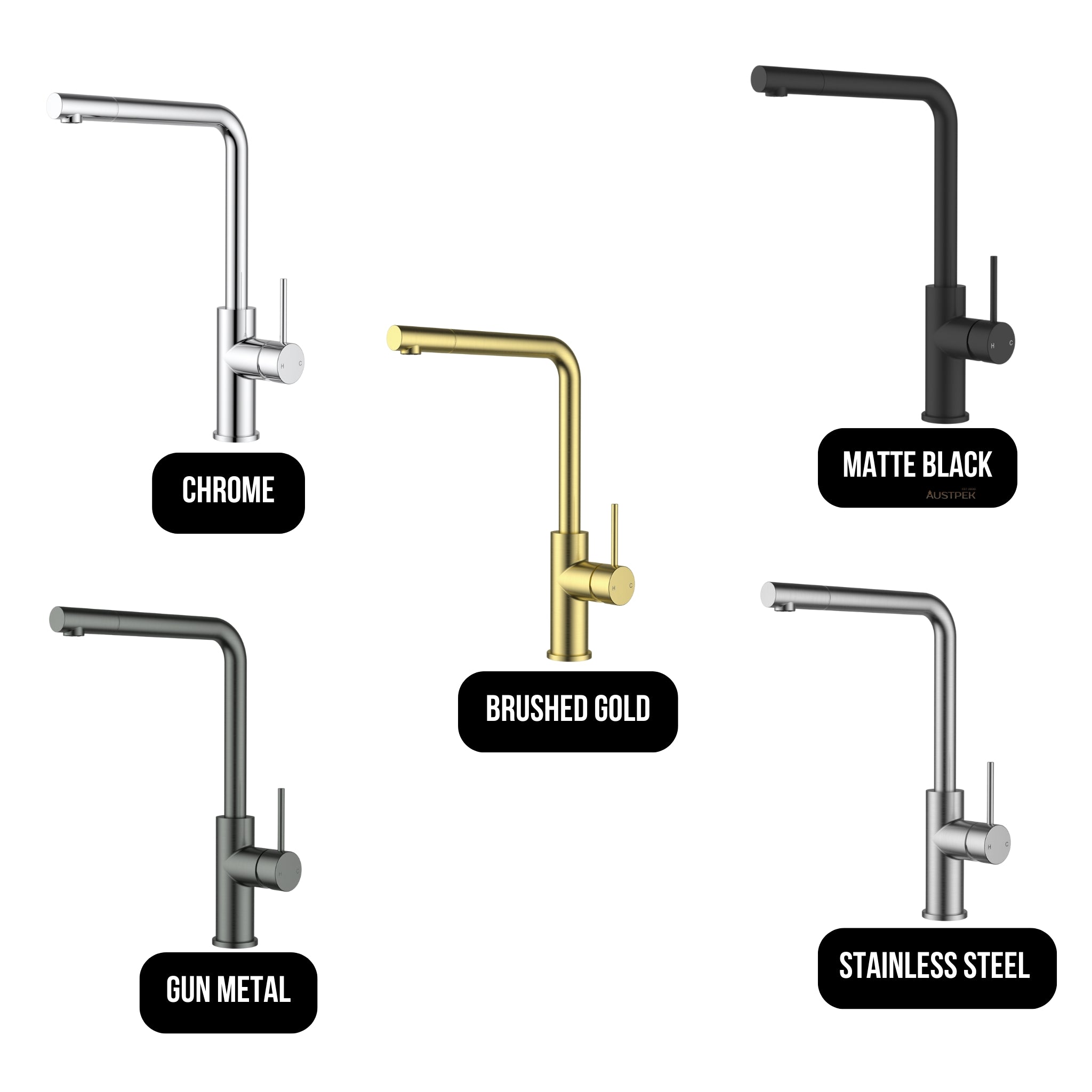 IKON OTUS SLIMLINE SS PULL OUT SINK MIXER 352MM MATTE BLACK