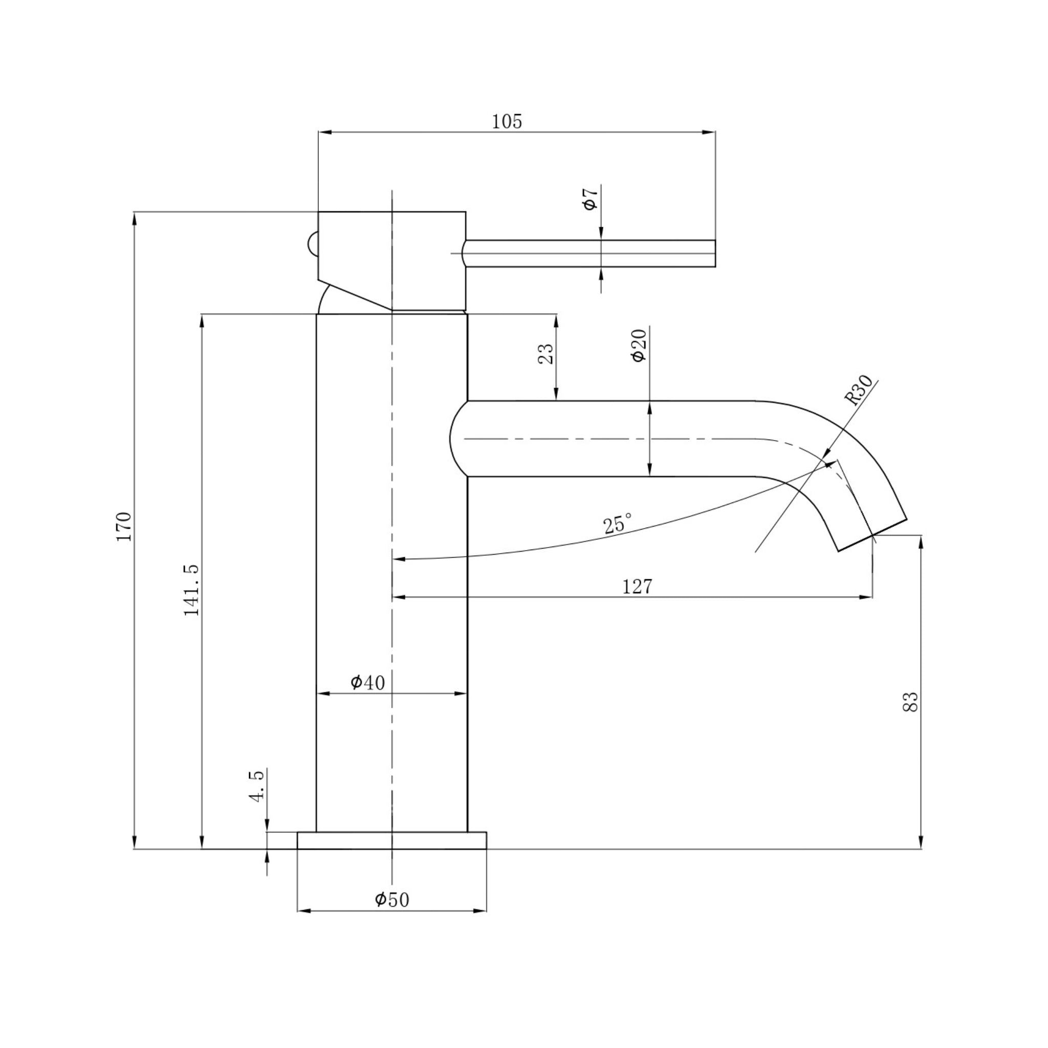 IKON OTUS SLIMLINE CURVED SPOUT BASIN MIXER 170MM STAINLESS STEEL
