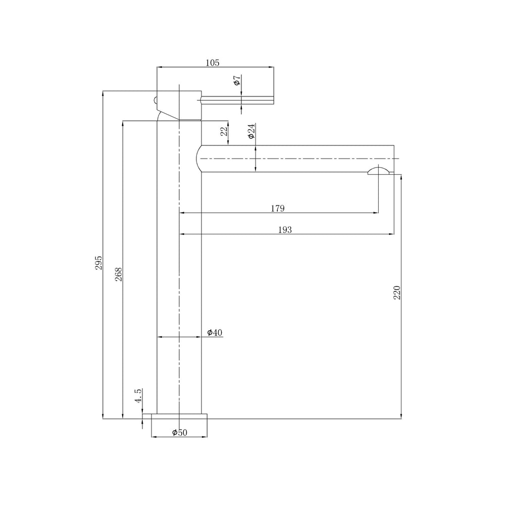IKON OTUS SLIMLINE STRAIGHT SPOUT HIGH RISE BASIN MIXER 295MM CHROME