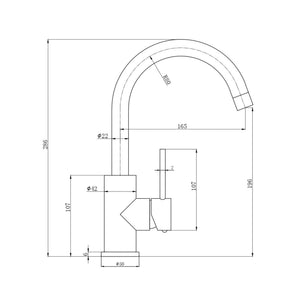 IKON OTUS SLIMLINE GOOSENECK BASIN MIXER 286MM CHROME
