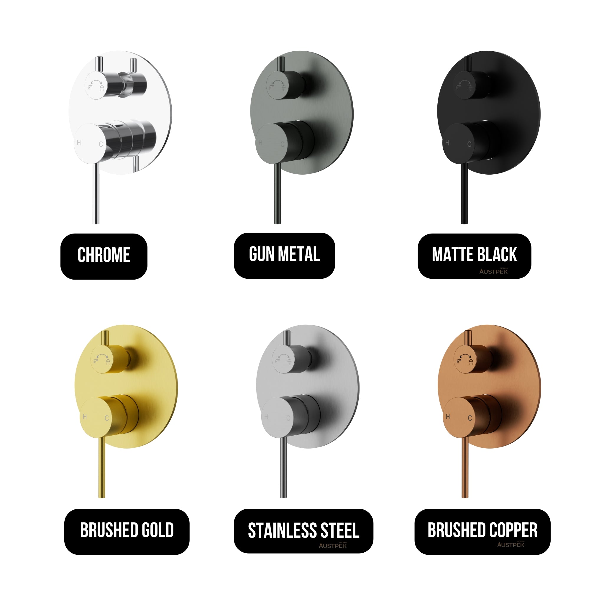 IKON OTUS SLIMLINE WALL MIXER DIVERTER TRIM KIT WITH BODY 135MM BRUSHED COPPER