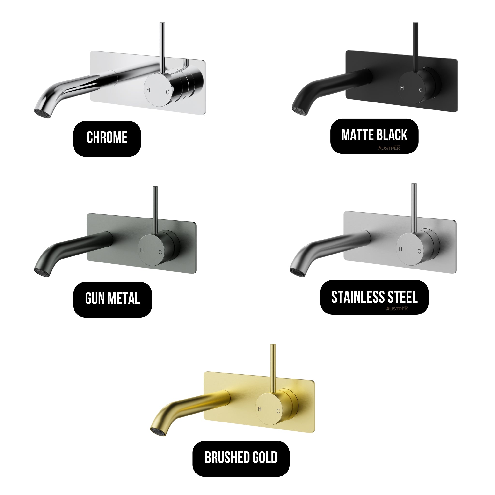IKON OTUS SLIMLINE LEVER UP WALL BASIN MIXER TRIM KIT WITH BODY 180MM GUN METAL