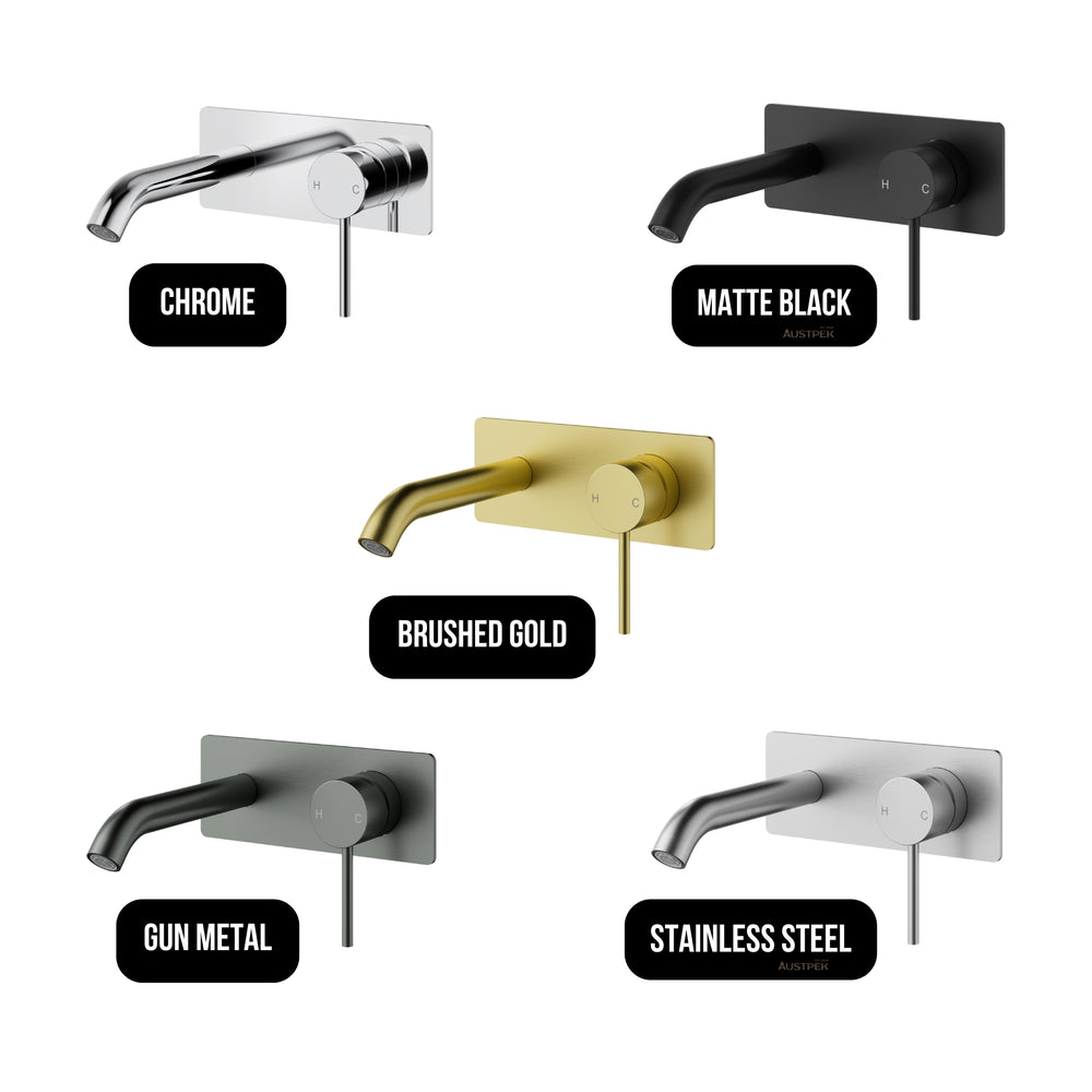 IKON OTUS LEAD FREE SLIMLINE WALL BASIN MIXER TRIM KIT WITH BODY 220MM STAINLESS STEEL