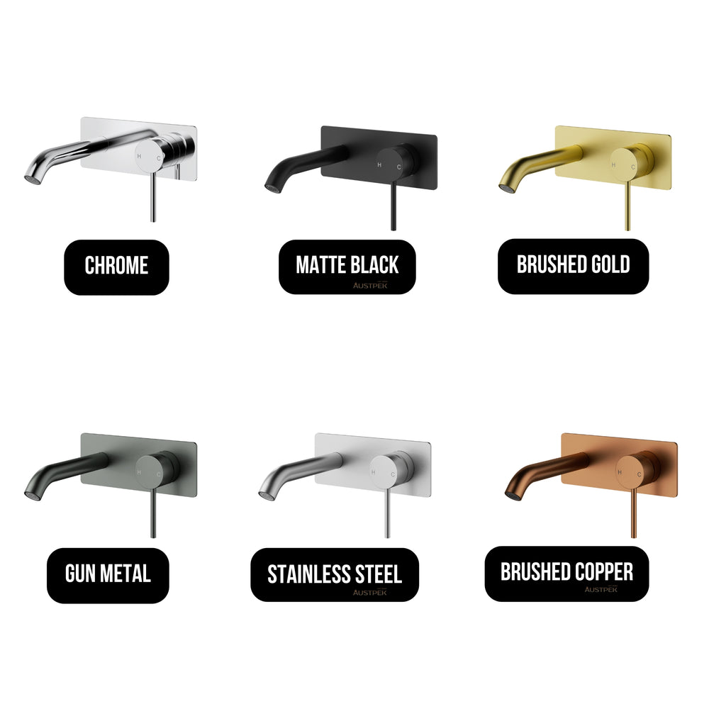 IKON OTUS LEAD FREE SLIMLINE WALL BASN MIXER TRIM KIT WITH BODY 182MM BRUSHED COPPER