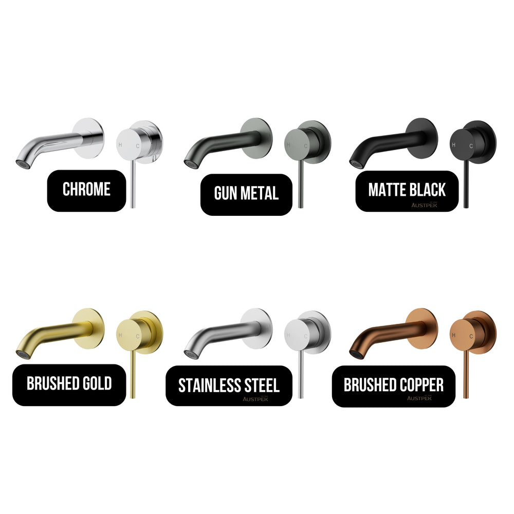 IKON OTUS LEAD FREE SLIMLINE WALL BASIN MIXER TRIM KIT WITH BODY 182MM STAINLESS STEEL