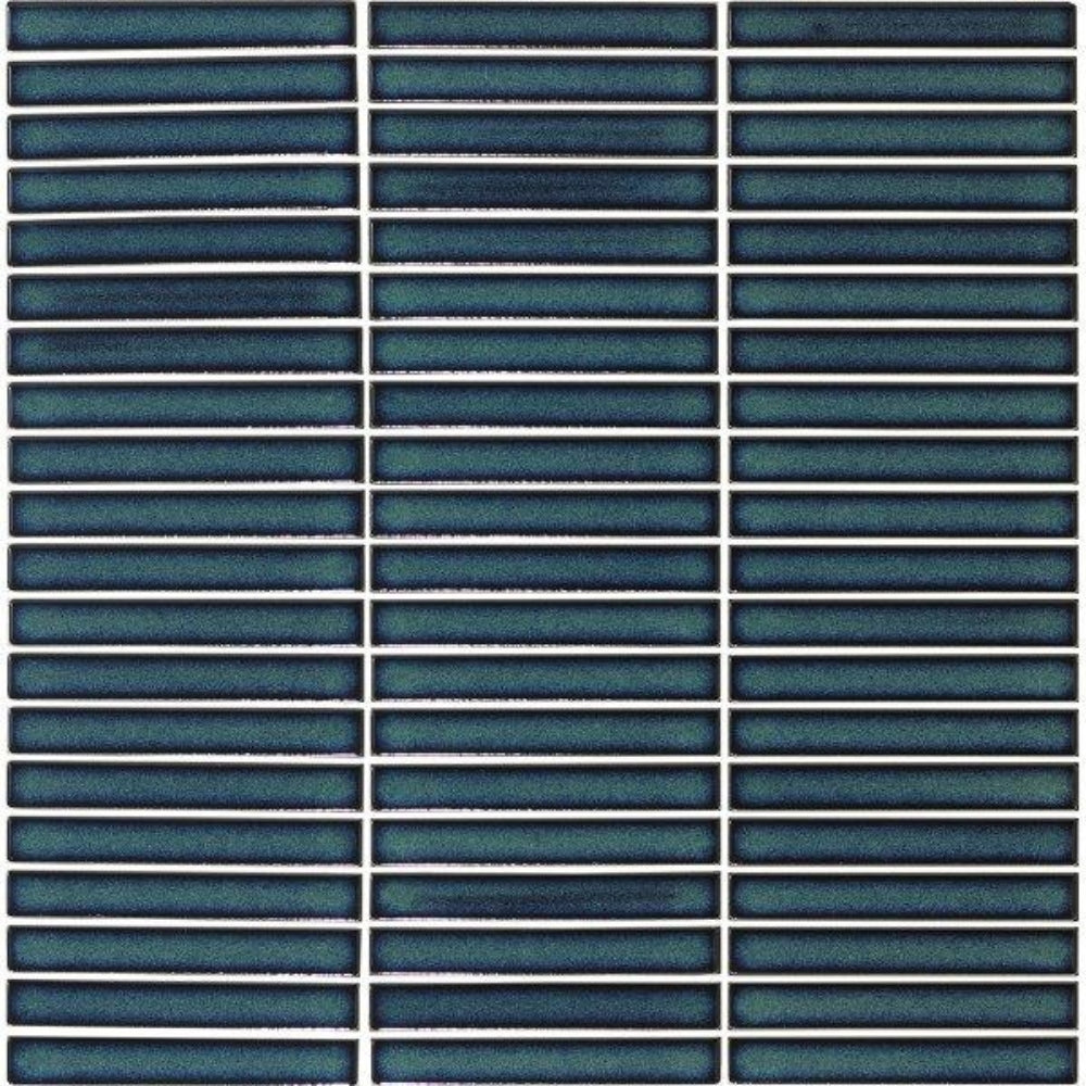 EVERSTONE COTTAGE PENCIL STRIP AQUA BLUE GLOSSY 296X293MM MOSAIC TILE (PER BOX)