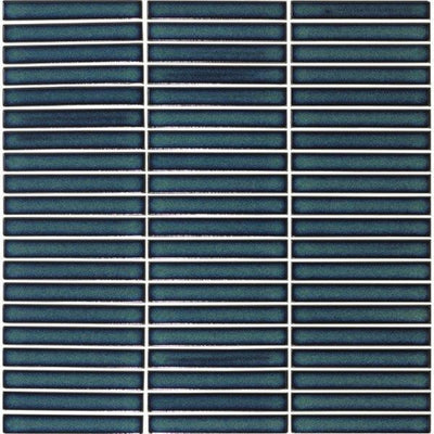 EVERSTONE COTTAGE PENCIL STRIP AQUA BLUE GLOSSY 296X293MM MOSAIC TILE (PER BOX)