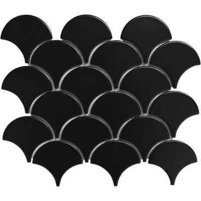 EVERSTONE COTTAGE FAN SHAPE BLACK MATTE 255X219MM MOSAIC TILE (PER BOX)