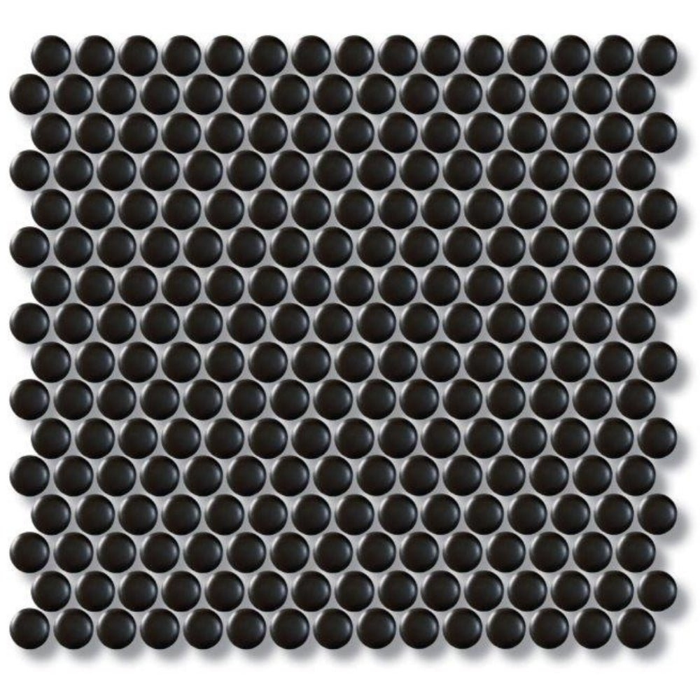 EVERSTONE COTTAGE PENNY ROUND BLACK GLOSSY 315X291MM MOSAIC TILE (PER BOX)