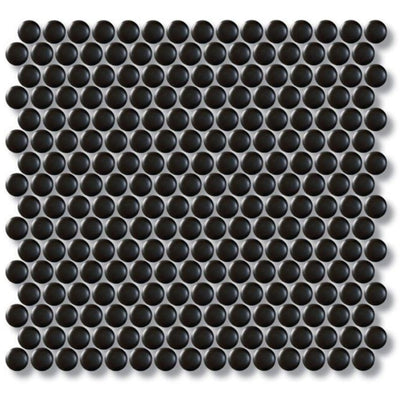 EVERSTONE COTTAGE PENNY ROUND BLACK GLOSSY 315X291MM MOSAIC TILE (PER BOX)