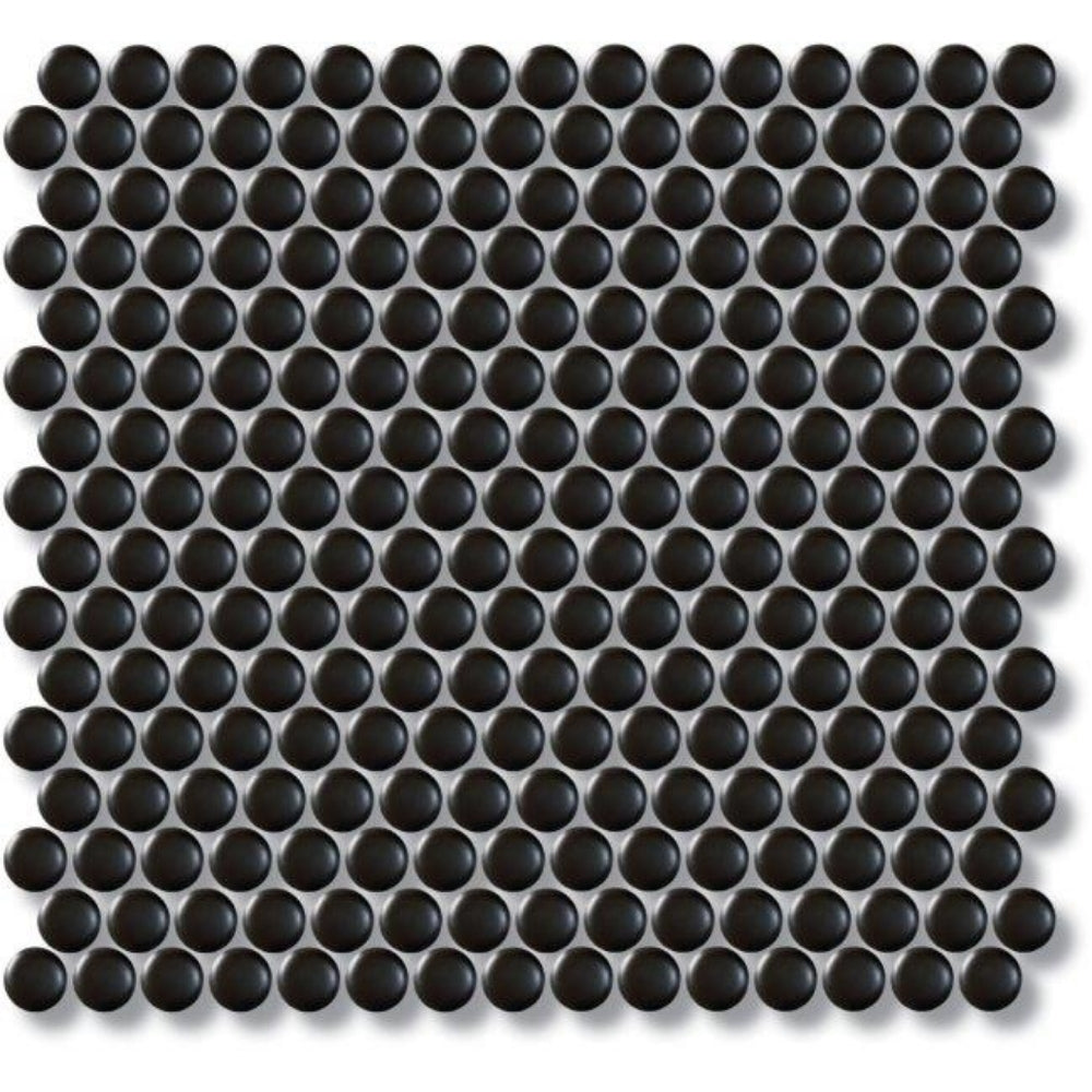 EVERSTONE COTTAGE PENNY ROUND BLACK MATTE 315X291MM MOSAIC TILE (PER BOX)