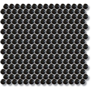 EVERSTONE COTTAGE PENNY ROUND BLACK MATTE 315X291MM MOSAIC TILE (PER BOX)