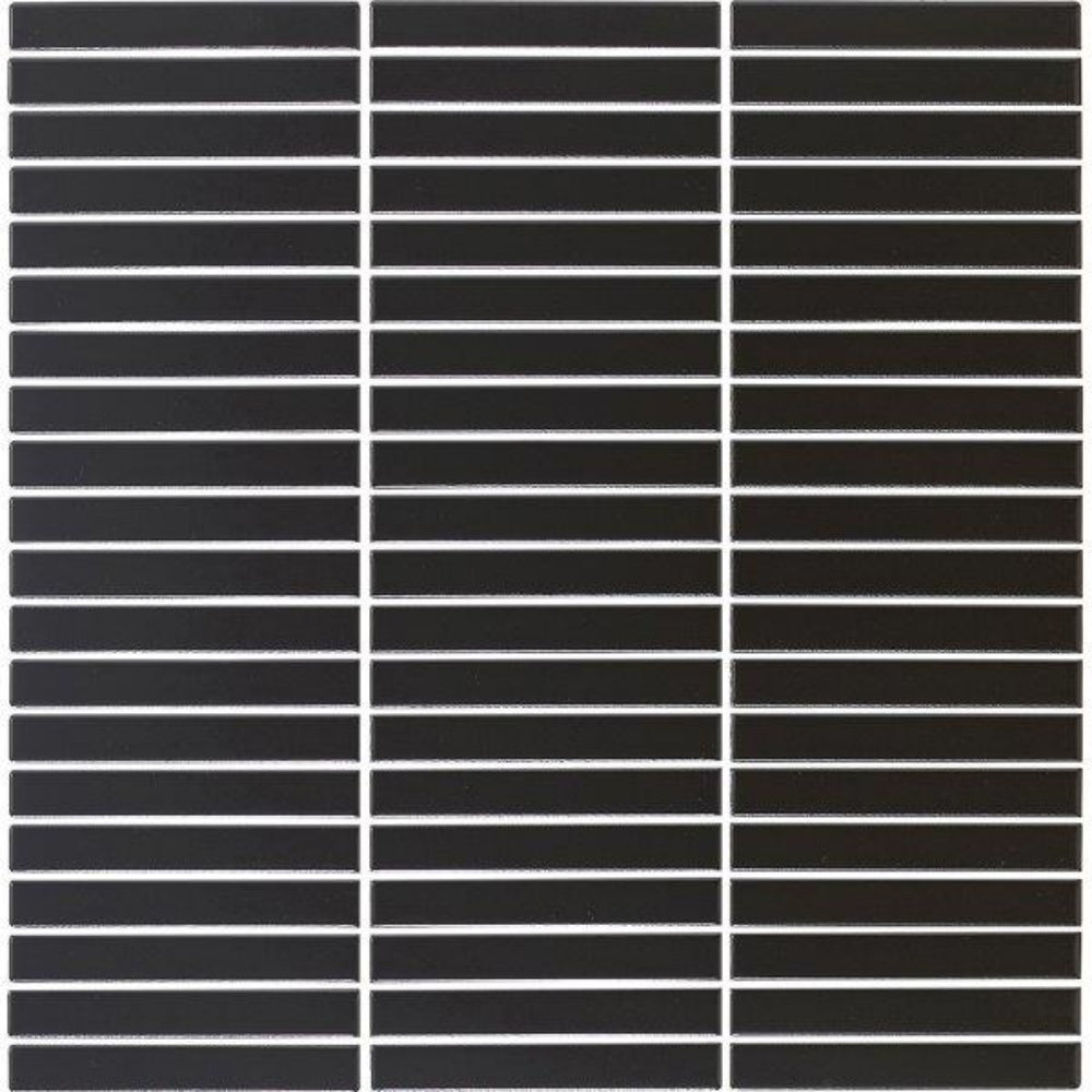 EVERSTONE COTTAGE PENCIL STRIP BLACK MATTE 296X293MM MOSAIC TILE (PER BOX)
