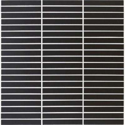 EVERSTONE COTTAGE PENCIL STRIP BLACK MATTE 296X293MM MOSAIC TILE (PER BOX)