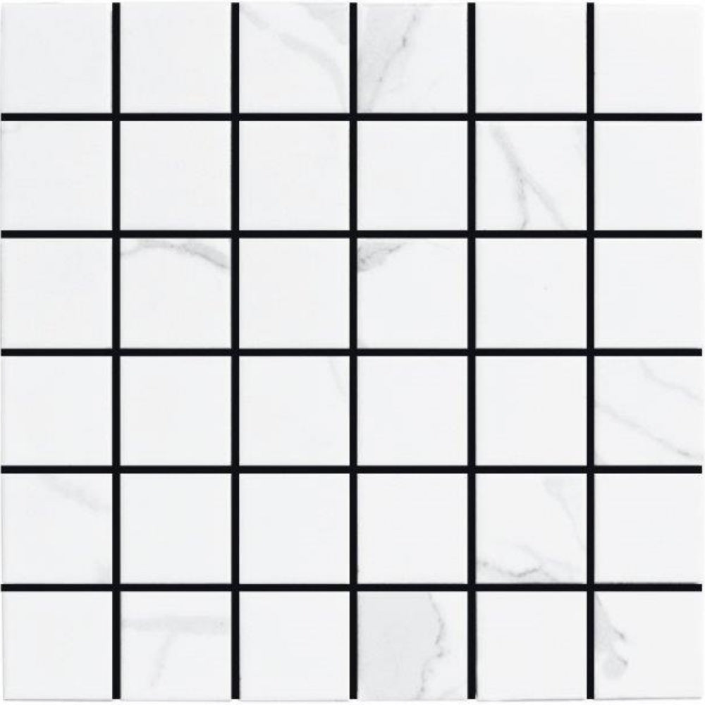 EVERSTONE COTTAGE SQUARE CARRARA MATTE 306X306MM MOSAIC TILE (PER BOX)