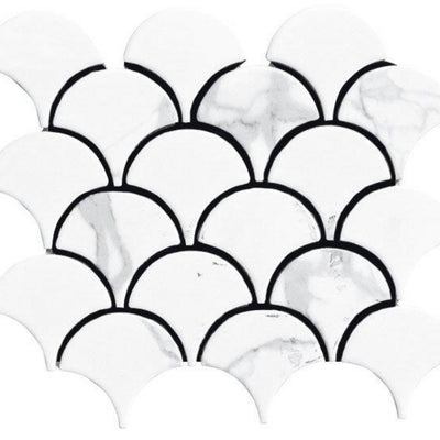 EVERSTONE COTTAGE FAN SHAPE CARRARA MATTE 255X219MM MOSAIC TILE (PER BOX)