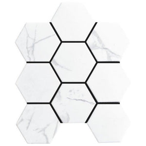 EVERSTONE COTTAGE HEXAGON CARRARA MATTE 296X256MM MOSAIC TILE (PER BOX)