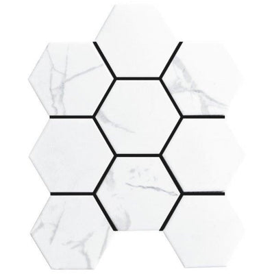 EVERSTONE COTTAGE HEXAGON CARRARA MATTE 296X256MM MOSAIC TILE (PER BOX)