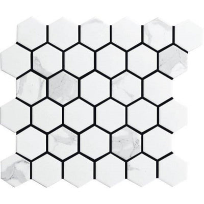 EVERSTONE COTTAGE HEXAGON CARRARA MATTE 325X282MM MOSAIC TILE (PER BOX)