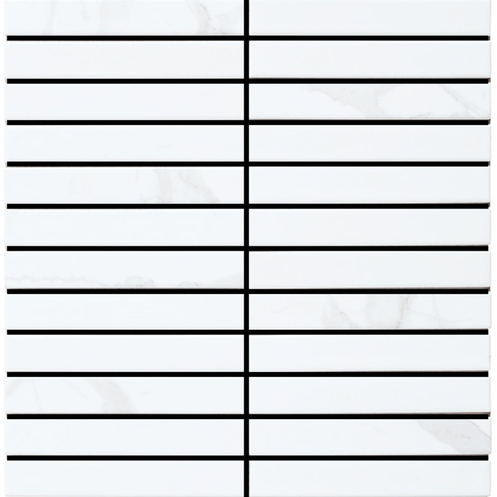 EVERSTONE COTTAGE STRIP CARRARA MATTE 300X296MM MOSAIC TILE (PER BOX)