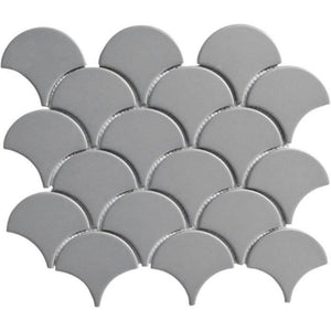 EVERSTONE COTTAGE FAN SHAPE GREY MATTE 255X219MM MOSAIC TILE (PER BOX)