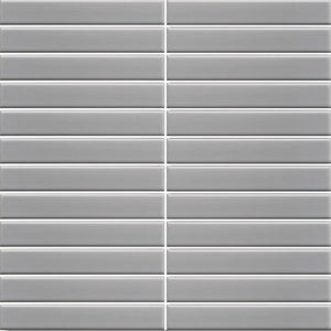 EVERSTONE COTTAGE STRIP GREY GLOSSY 300X296MM MOSAIC TILE (PER BOX)