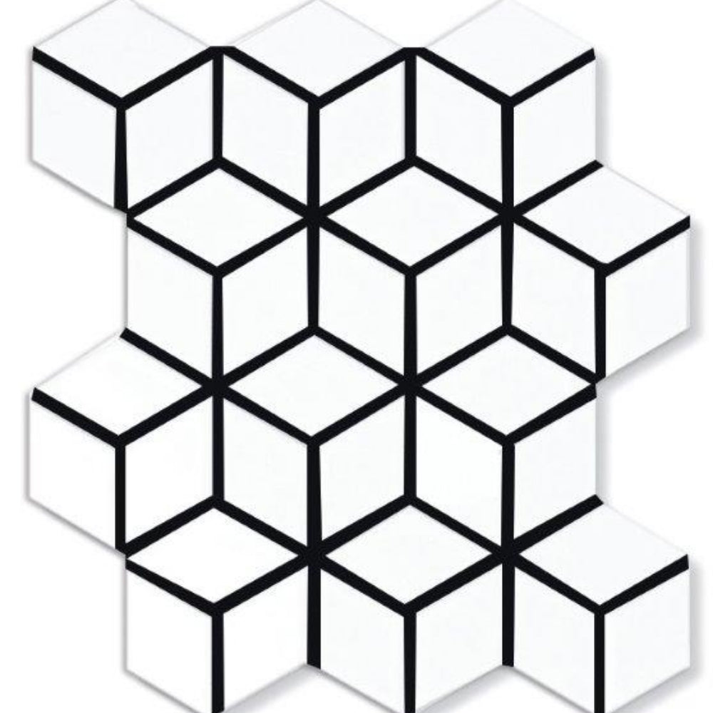 EVERSTONE COTTAGE DIAMOND CUBE WHITE MATTE 309X268MM MOSAIC TILE (PER BOX)