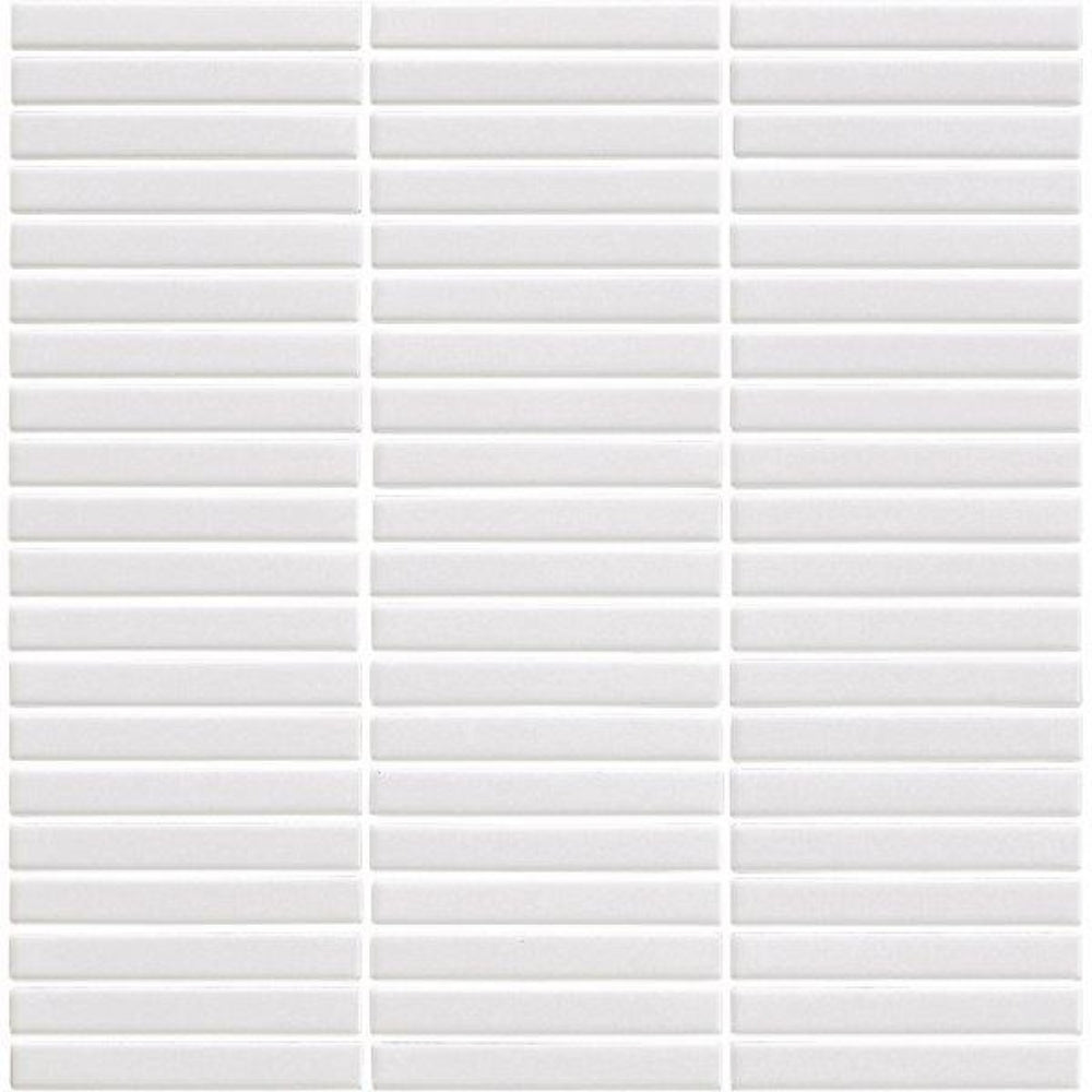 EVERSTONE COTTAGE PENCIL STRIP WHITE MATTE 296X293MM MOSAIC TILE (PER BOX)