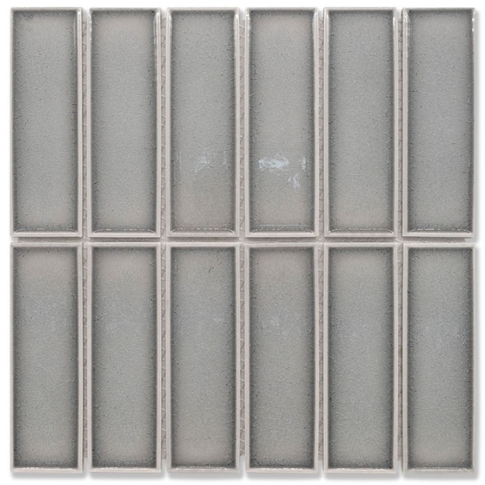 EVERSTONE COTTAGE 3D BRICK GREY GLOSSY 300X300MM MOSAIC TILE (PER BOX)