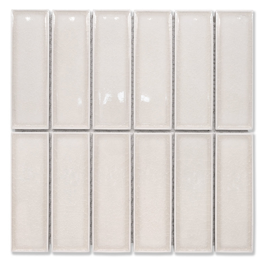 EVERSTONE COTTAGE 3D BRICK IVORY GLOSSY 300X300MM MOSAIC TILE (PER BOX)