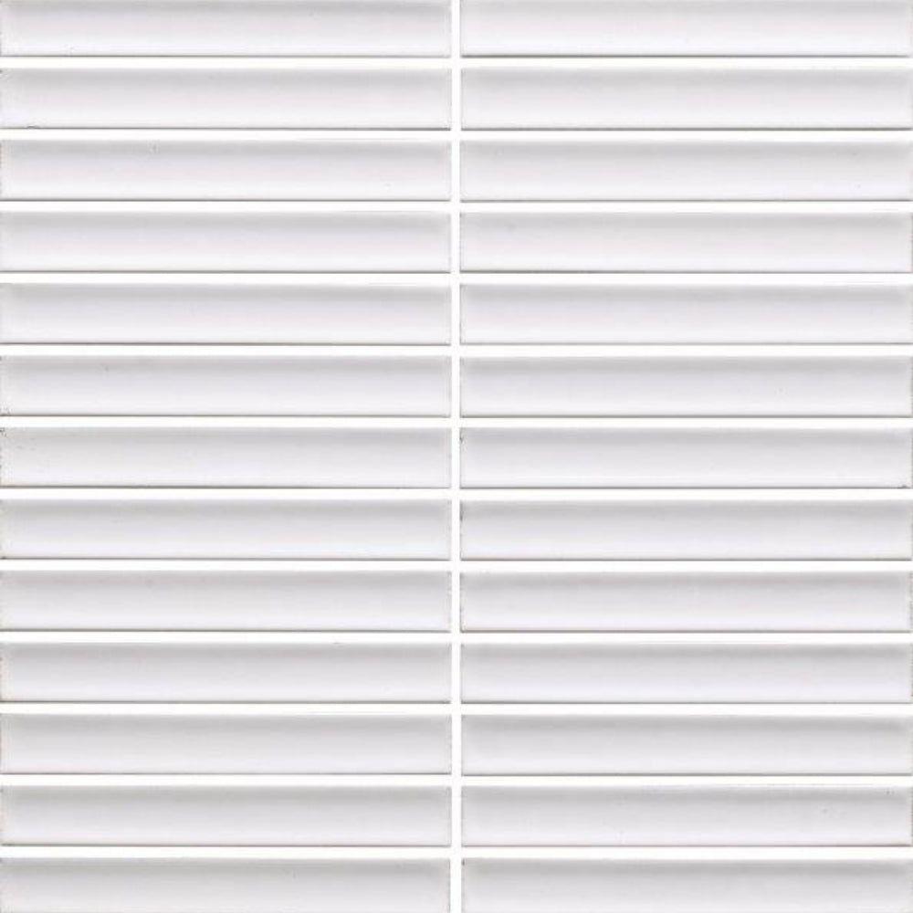 EVERSTONE COTTAGE 3D STRIP WHITE GLOSSY 297X297MM MOSAIC TILE (PER BOX)