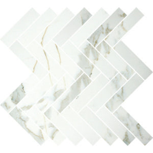 EVERSTONE EUROMARMO CALACATTA GOLD HONED 269X290MM HERRINGBONE MOSAIC TILE (PER BOX)