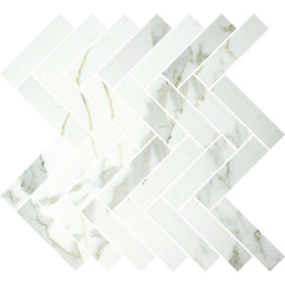 EVERSTONE EUROMARMO CALACATTA GOLD POLISHED 269X290MM HERRINGBONE MOSAIC TILE (PER BOX)