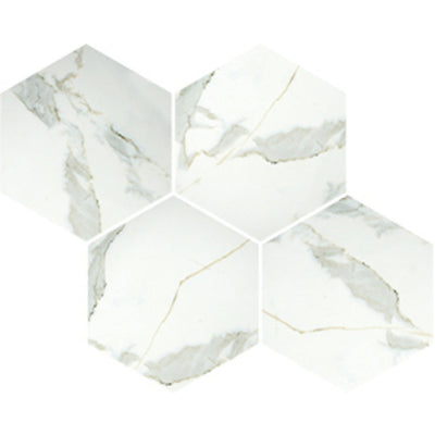EVERSTONE EUROMARMO CALACATTA GOLD POLISHED 230X265MM HEXAGON MOSAIC TILE (PER BOX)