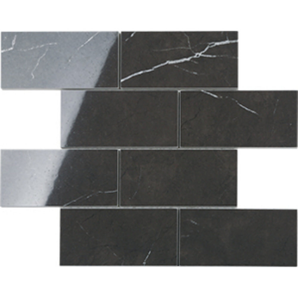 EVERSTONE EUROMARMO PIETRA GREY POLISHED 300X300MM BRICK MOSAIC TILE (PER BOX)