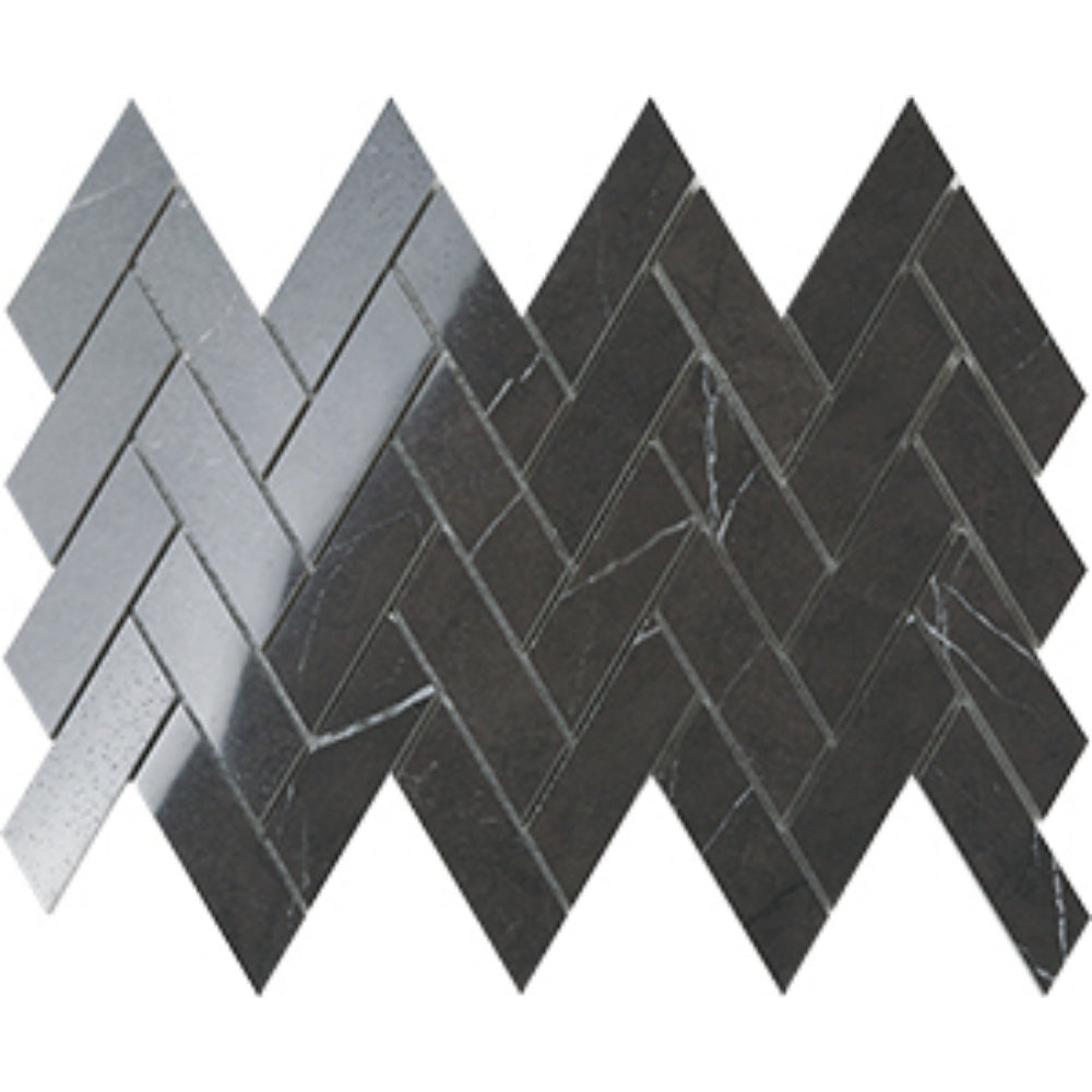 EVERSTONE EUROMARMO PIETRA GREY POLISHED 365X245MM ARROW MOSAIC TILE (PER BOX)