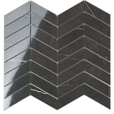 EVERSTONE EUROMARMO PIETRA GREY POLISHED 285X315MM WAVE MOSAIC TILE (PER BOX)