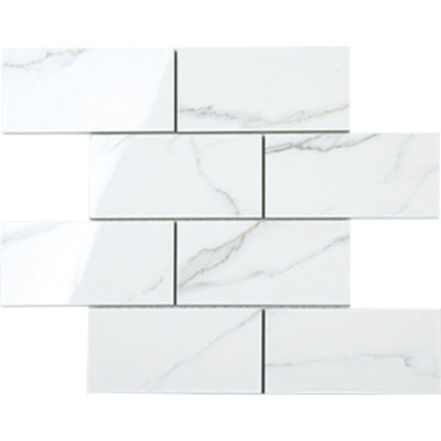 EVERSTONE EUROMARMO STATUARIO VENATO POLISHED 300X300MM BRICK MOSAIC TILE (PER BOX)