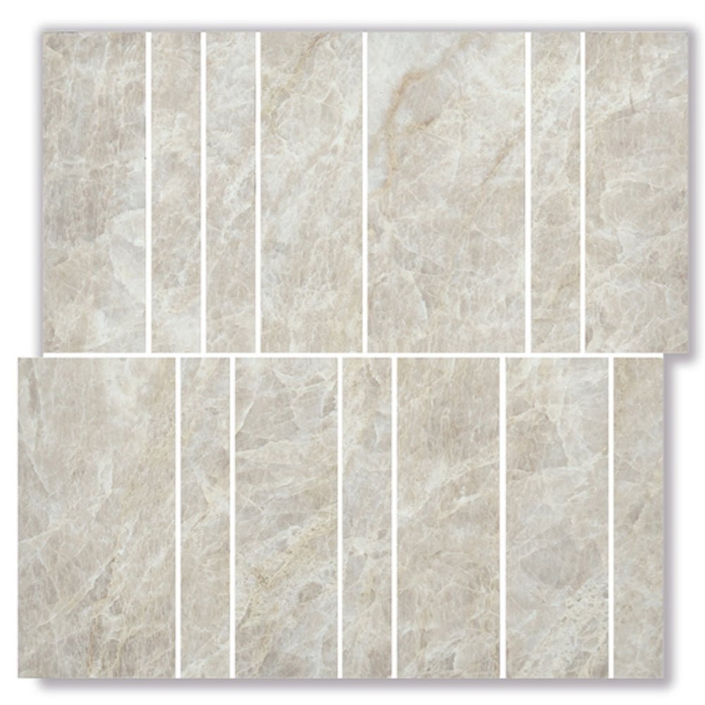 EVERSTONE EUROMARMO TAJ MAHAL HONED 300X300MM NOVA BRICK MOSAIC TILE (PER BOX)