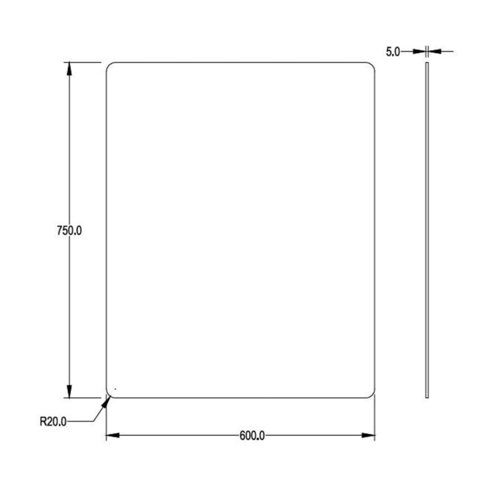 POSEIDON JASPER RECTANGULAR FRAMELESS PENCIL EDGE PLAIN MIRROR 600X750MM