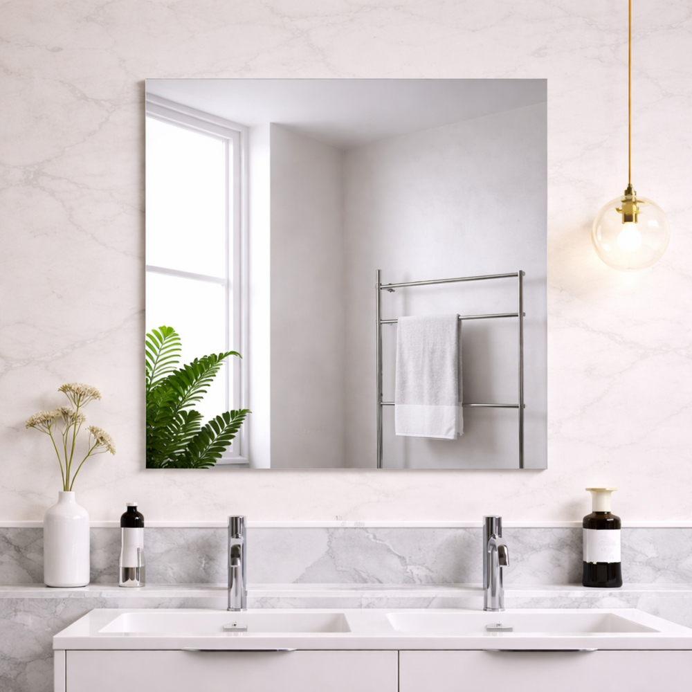 POSEIDON JASPER SQUARE FRAMELESS PENCIL EDGE PLAIN MIRROR 750X750MM