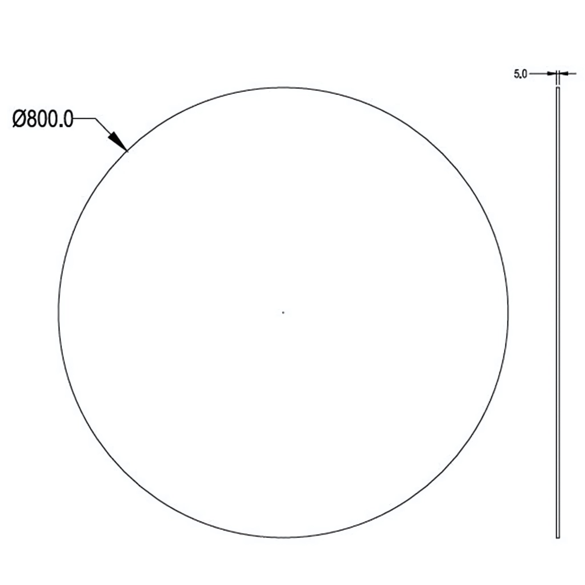 POSEDION LUNA ROUND FRAMELESS PENCIL EDGE PLAIN MIRROR 800X800MM