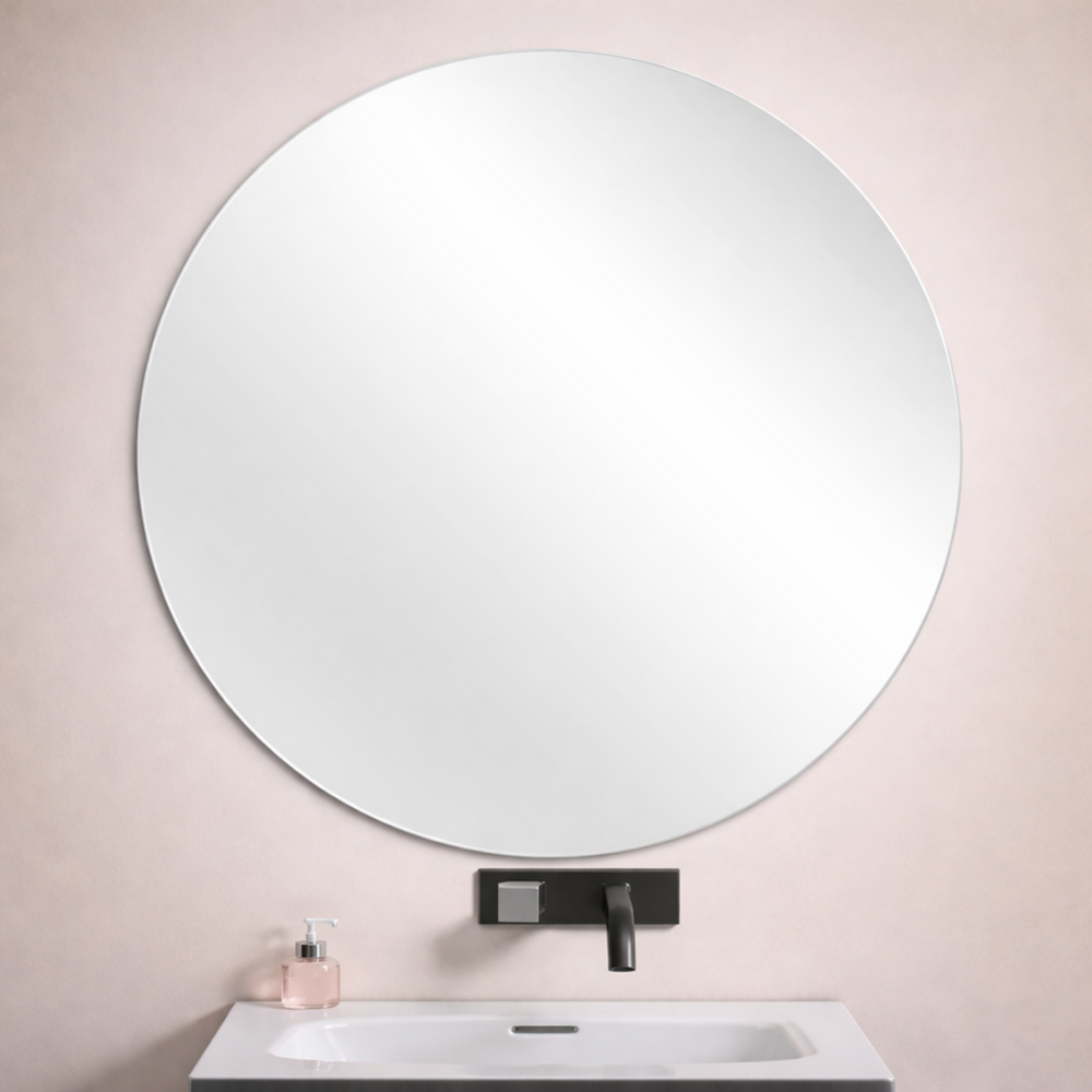 POSEDION LUNA ROUND FRAMELESS PENCIL EDGE PLAIN MIRROR 900X900MM